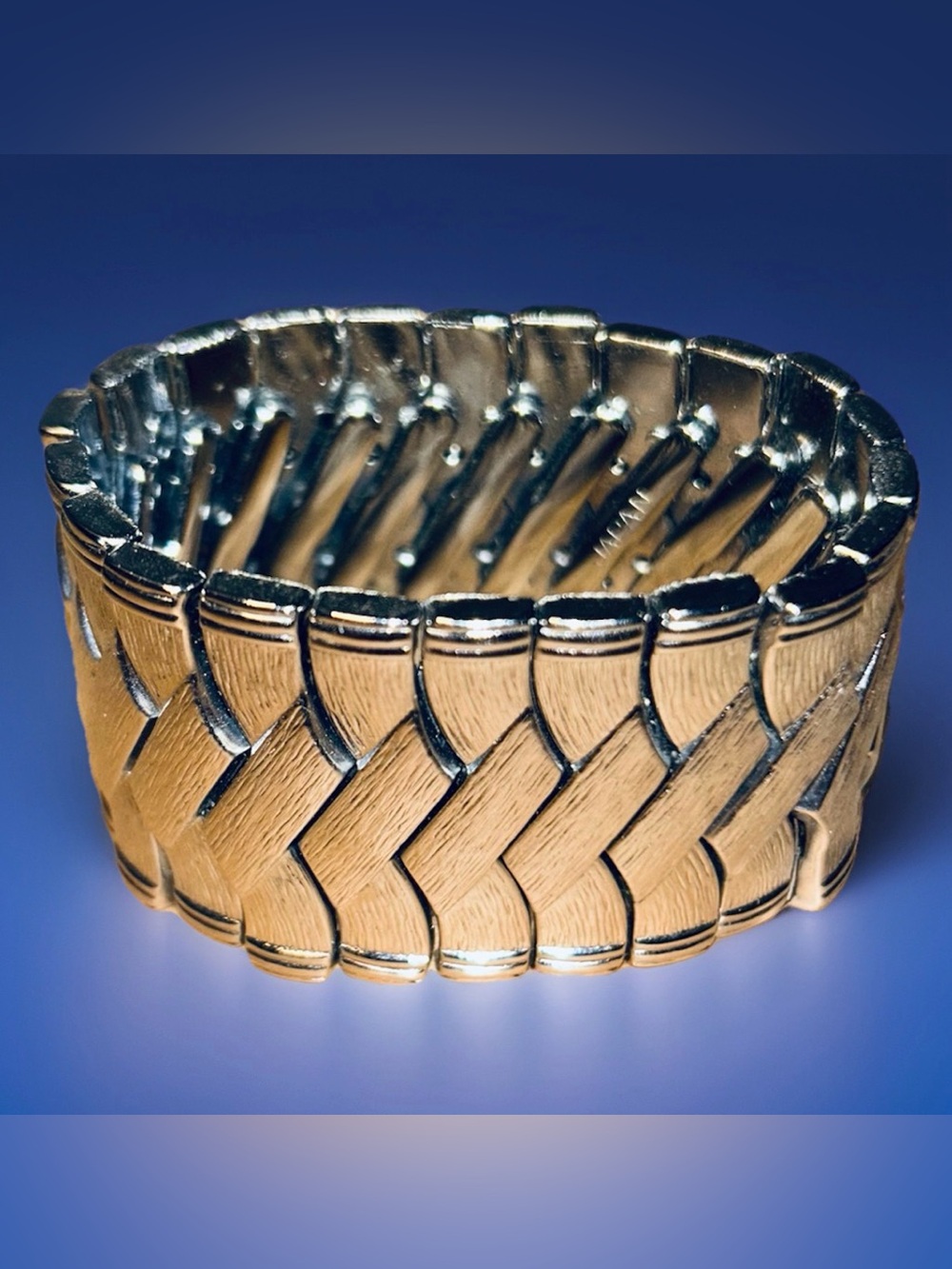 Accordion Stretch Bracelet, Brushed Silver Tone